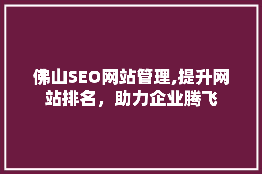佛山SEO网站管理,提升网站排名，助力企业腾飞