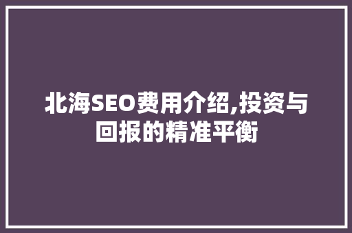 北海SEO费用介绍,投资与回报的精准平衡  第1张