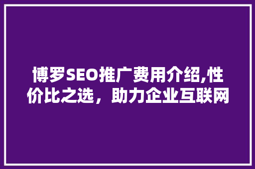 博罗SEO推广费用介绍,性价比之选，助力企业互联网营销新高度