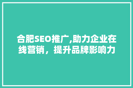 合肥SEO推广,助力企业在线营销，提升品牌影响力