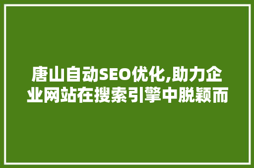 唐山自动SEO优化,助力企业网站在搜索引擎中脱颖而出  第1张