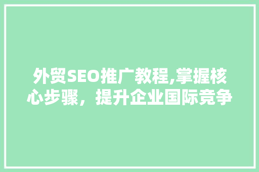 外贸SEO推广教程,掌握核心步骤，提升企业国际竞争力
