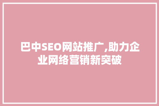 巴中SEO网站推广,助力企业网络营销新突破  第1张