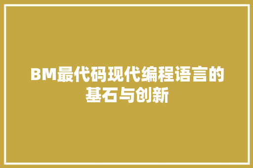 BM最代码现代编程语言的基石与创新