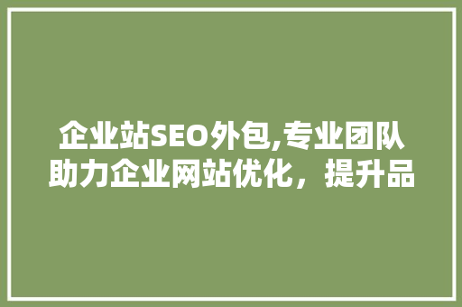 企业站SEO外包,专业团队助力企业网站优化，提升品牌影响力