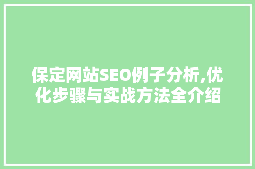 保定网站SEO例子分析,优化步骤与实战方法全介绍