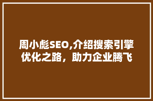 周小彪SEO,介绍搜索引擎优化之路，助力企业腾飞