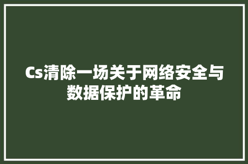 Cs清除一场关于网络安全与数据保护的革命