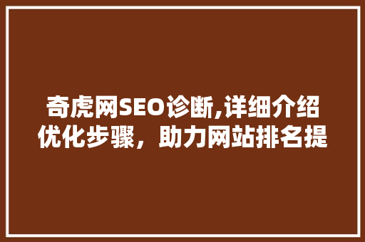 奇虎网SEO诊断,详细介绍优化步骤，助力网站排名提升