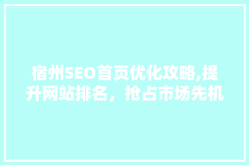 宿州SEO首页优化攻略,提升网站排名，抢占市场先机