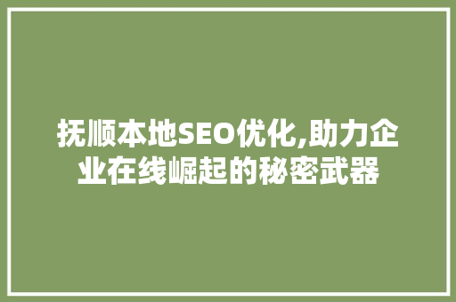 抚顺本地SEO优化,助力企业在线崛起的秘密武器