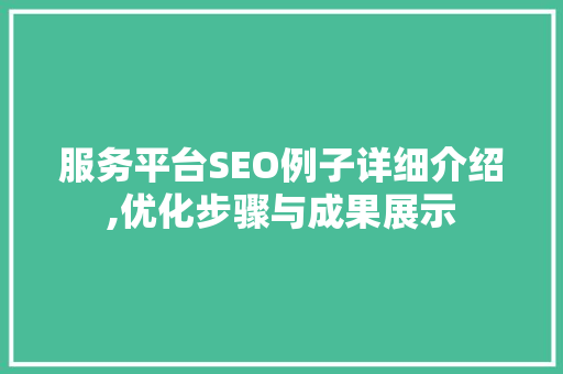 服务平台SEO例子详细介绍,优化步骤与成果展示