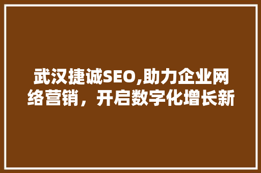武汉捷诚SEO,助力企业网络营销，开启数字化增长新篇章