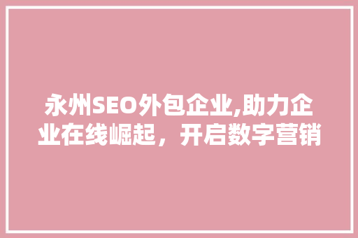 永州SEO外包企业,助力企业在线崛起，开启数字营销新时代