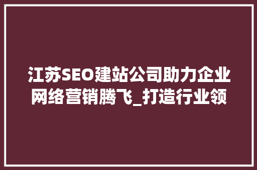 江苏SEO建站公司助力企业网络营销腾飞_打造行业领先品牌之路  第1张