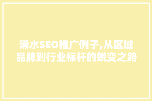 浠水SEO推广例子,从区域品牌到行业标杆的蜕变之路