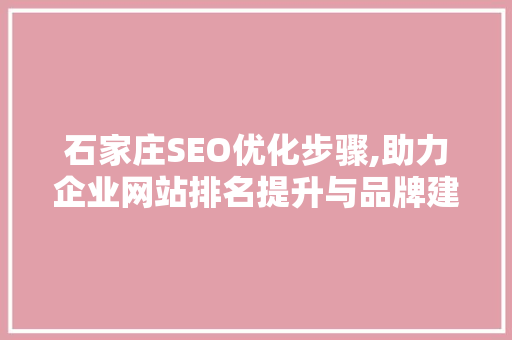 石家庄SEO优化步骤,助力企业网站排名提升与品牌建设