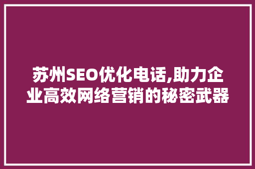 苏州SEO优化电话,助力企业高效网络营销的秘密武器
