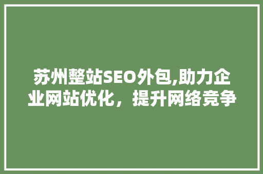 苏州整站SEO外包,助力企业网站优化，提升网络竞争力