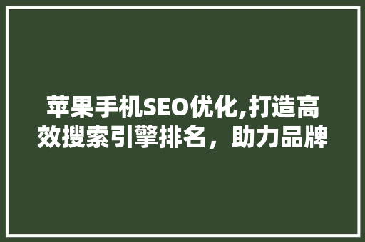苹果手机SEO优化,打造高效搜索引擎排名，助力品牌腾飞