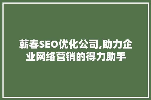 蕲春SEO优化公司,助力企业网络营销的得力助手  第1张