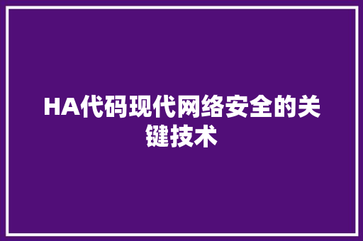HA代码现代网络安全的关键技术