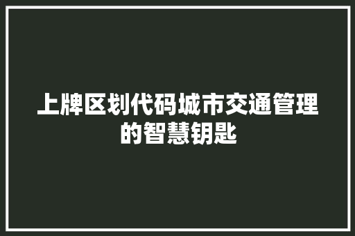 上牌区划代码城市交通管理的智慧钥匙