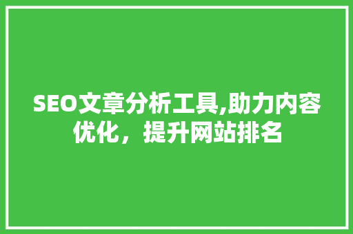 SEO文章分析工具,助力内容优化，提升网站排名