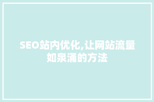 SEO站内优化,让网站流量如泉涌的方法  第1张