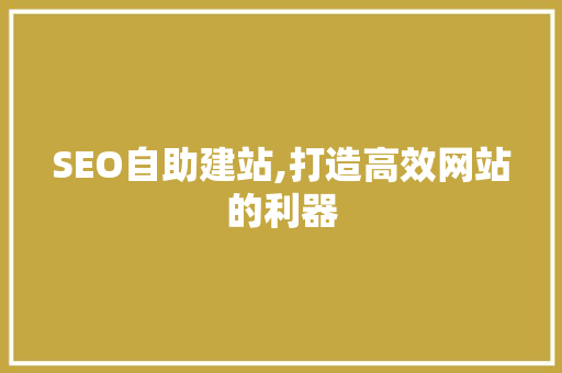 SEO自助建站,打造高效网站的利器