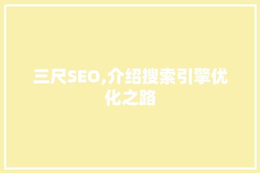 三尺SEO,介绍搜索引擎优化之路