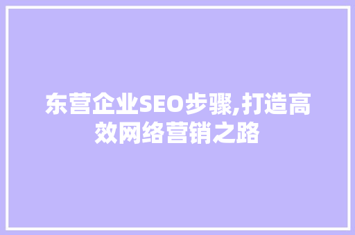 东营企业SEO步骤,打造高效网络营销之路