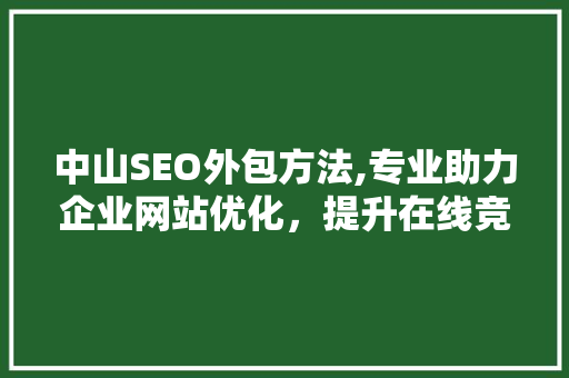 中山SEO外包方法,专业助力企业网站优化，提升在线竞争力