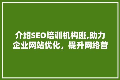 介绍SEO培训机构班,助力企业网站优化，提升网络营销效果