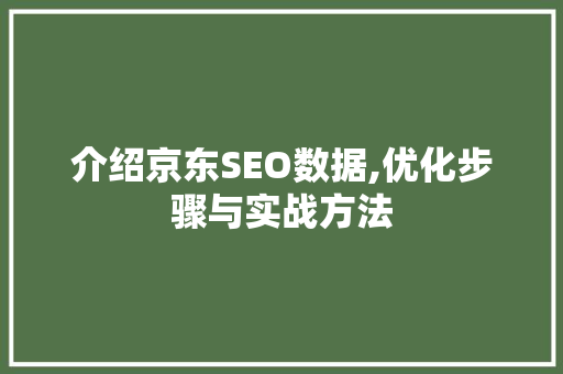 介绍京东SEO数据,优化步骤与实战方法