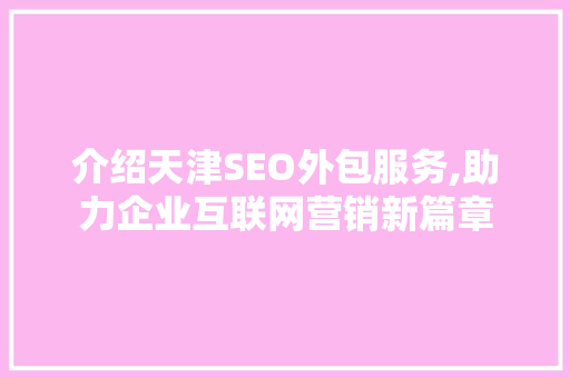 介绍天津SEO外包服务,助力企业互联网营销新篇章