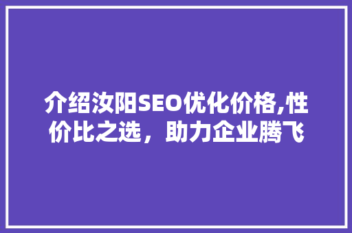 介绍汝阳SEO优化价格,性价比之选，助力企业腾飞