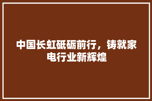 中国长虹砥砺前行，铸就家电行业新辉煌