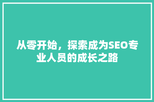 从零开始，探索成为SEO专业人员的成长之路