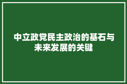 中立政党民主政治的基石与未来发展的关键