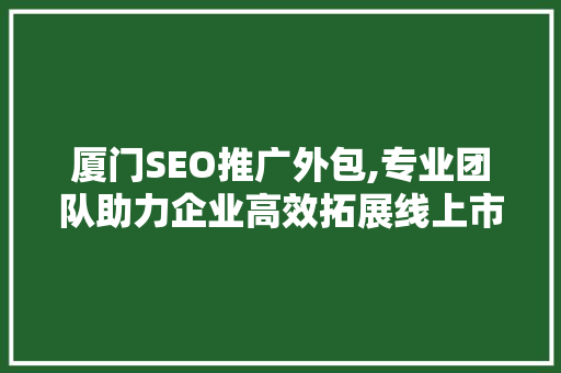 厦门SEO推广外包,专业团队助力企业高效拓展线上市场