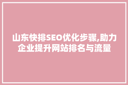 山东快排SEO优化步骤,助力企业提升网站排名与流量