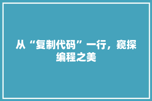 从“复制代码”一行，窥探编程之美