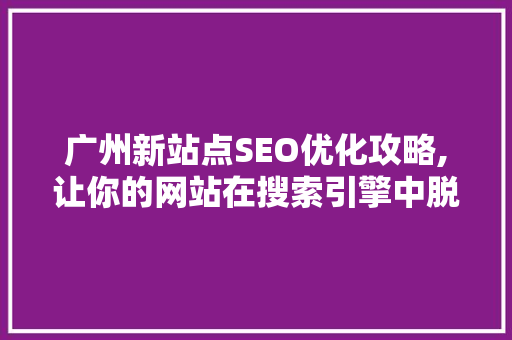 广州新站点SEO优化攻略,让你的网站在搜索引擎中脱颖而出