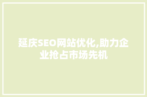 延庆SEO网站优化,助力企业抢占市场先机