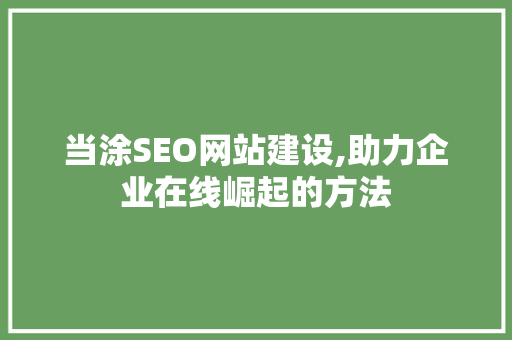 当涂SEO网站建设,助力企业在线崛起的方法  第1张