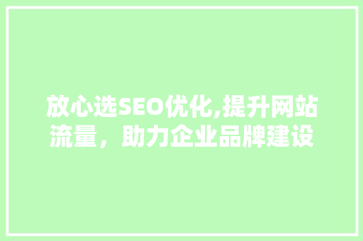 放心选SEO优化,提升网站流量，助力企业品牌建设