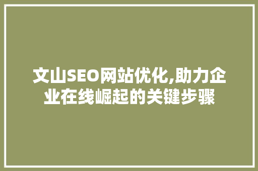 文山SEO网站优化,助力企业在线崛起的关键步骤