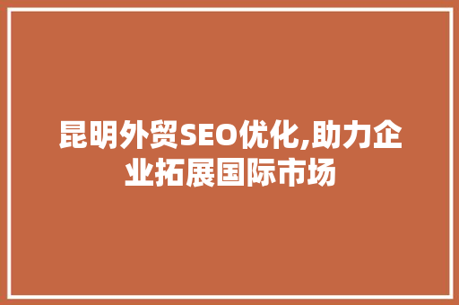 昆明外贸SEO优化,助力企业拓展国际市场