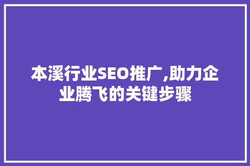 本溪行业SEO推广,助力企业腾飞的关键步骤